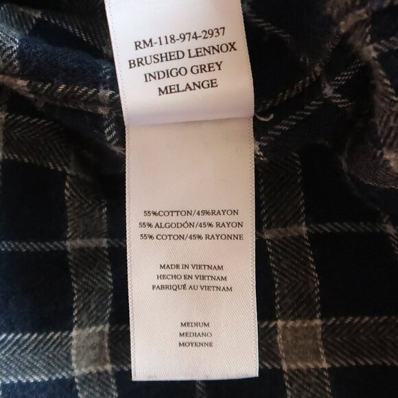 Rails Brushed Lennox Button Up Plaid Shirt Indigo Blue & Gray Size Medium M - Picture 8 of 9
